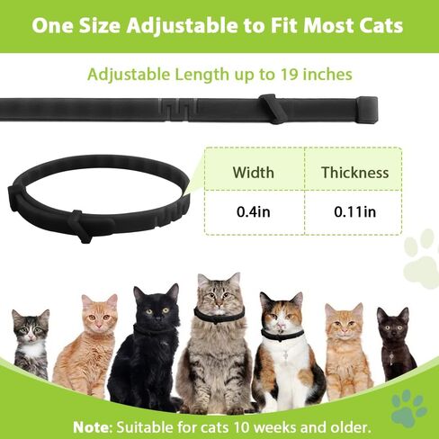 4 Pack Flea and Tick Collar for Cats, Natural Plant Oil Formula Cat Flea Collar Provides 32-Month Protection for Flea Tick Prevention, Waterproof & Adjustable Cat Flea Treatment for Most Cats in Kuwait