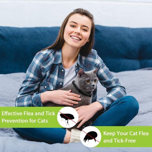 4 Pack Flea and Tick Collar for Cats, Natural Plant Oil Formula Cat Flea Collar Provides 32-Month Protection for Flea Tick Prevention, Waterproof & Adjustable Cat Flea Treatment for Most Cats in Kuwait