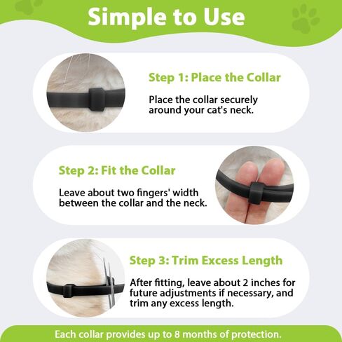4 Pack Flea and Tick Collar for Cats, Natural Plant Oil Formula Cat Flea Collar Provides 32-Month Protection for Flea Tick Prevention, Waterproof & Adjustable Cat Flea Treatment for Most Cats in Kuwait