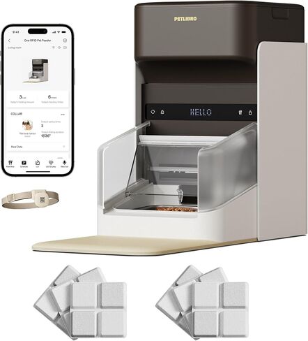 Petlibro RFID Automatic Cat Leeder ، 5G Wi-Fi Pet Leeder ، 3L Auto Cat Leeder Control مع علامة طوق الضوء و 6 حزم حقيبة غذائية للحيوانات الأليفة ، مغذيات تلقائية للقطط in Saudi Arabia