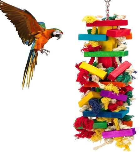 Extra Large Natural Wood Bird Toys for Macaws, African Grey, Amazon Parrots in Saudi Arabia