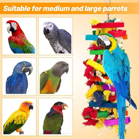 Extra Large Natural Wood Bird Toys for Macaws, African Grey, Amazon Parrots in Saudi Arabia