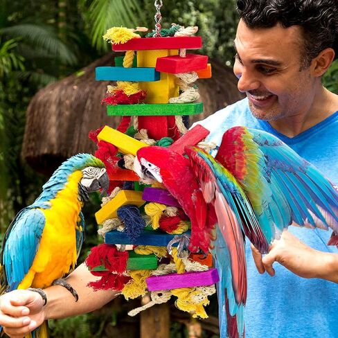 Extra Large Natural Wood Bird Toys for Macaws, African Grey, Amazon Parrots in Saudi Arabia