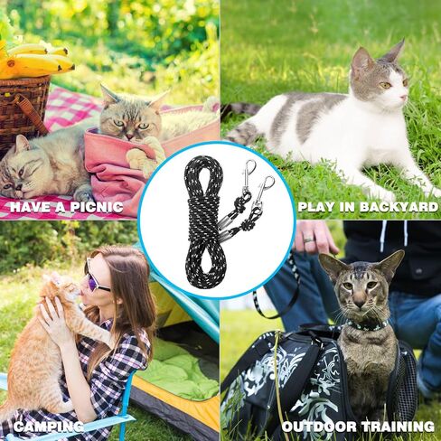 Reflective Cat Leash - 30 Feet Yard Long Leash, Escape Proof Durable Walking Leads, Safe Extender Pet Tie Out Leash Outdoor Training Playing Camping for Kittens/Puppies/Rabbits/Small Animals in Kuwait