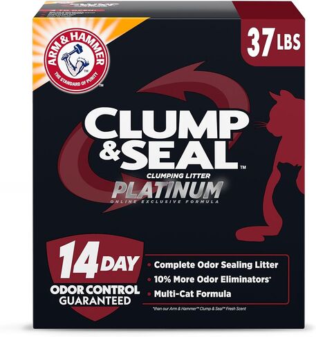 ARM & HAMMER Clump & Seal Platinum Multi-Cat Complete Odor Sealing Clumping Cat Litter with 14 Days of Odor Control, 37 lbs, Online Exclusive Formula in Saudi Arabia