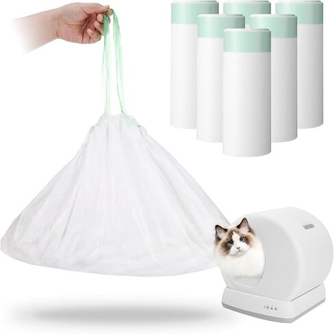 120 Count Self-Cleaning Cat Litter Box Liners Bag Compatible with Meowant MW-SC01/MW-SC02/MW-LR01, Heavy Duty Thick Drawstring Replacement Cat Litter Bags Self Cleaning Litter Box Bags 22 * 13" in Saudi Arabia