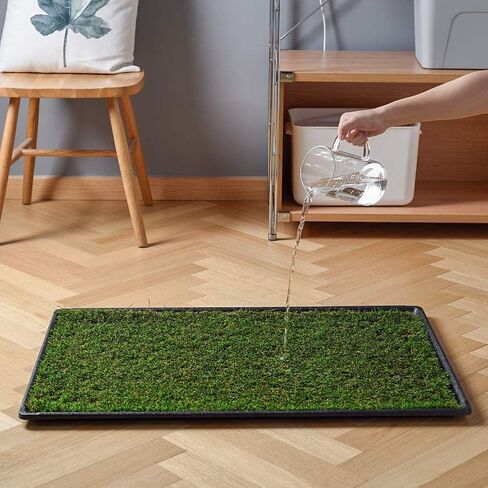 HQ4us Dog Grass Pad with Tray Large 34"×23" Dog Litter Box Toilet with 2×Artificial Grass for Dogs with Hemmed Edge, Pee Pads for Dogs, Realistic, Less Stink, Potty for Balcony in Kuwait