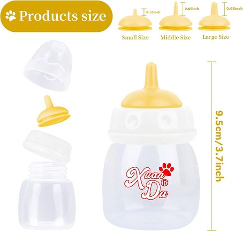 Pet Feeding Bottle,3 Pack 60ml Nursing Bottle, 3 Sizes Nipples with Ventilation Valve Resistant Tearing Perfect for Puppies, Kittens, Small Wildlife（Blue） in Saudi Arabia