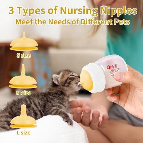 Pet Feeding Bottle,3 Pack 60ml Nursing Bottle, 3 Sizes Nipples with Ventilation Valve Resistant Tearing Perfect for Puppies, Kittens, Small Wildlife（Blue） in Saudi Arabia