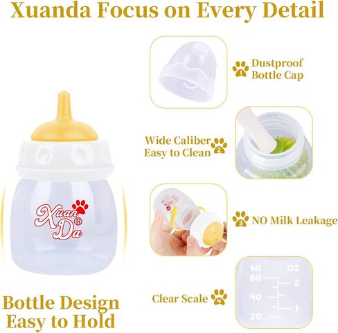 Pet Feeding Bottle,3 Pack 60ml Nursing Bottle, 3 Sizes Nipples with Ventilation Valve Resistant Tearing Perfect for Puppies, Kittens, Small Wildlife（Blue） in Saudi Arabia