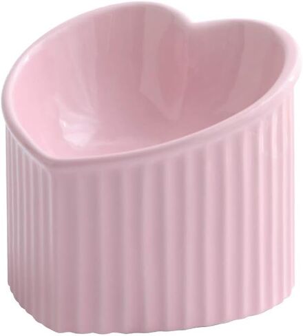 Pink Ceramic Raised Cat Bowls, Tilted Elevated Food or Water Bowls, Stress Free, Backflow Prevention, Dishwasher and Microwave Safe, Lead & Cadmium Free in Kuwait