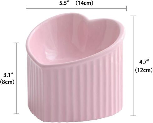 Pink Ceramic Raised Cat Bowls, Tilted Elevated Food or Water Bowls, Stress Free, Backflow Prevention, Dishwasher and Microwave Safe, Lead & Cadmium Free in Kuwait