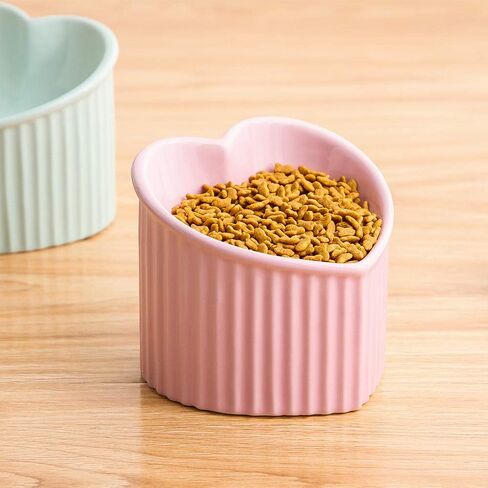 Pink Ceramic Raised Cat Bowls, Tilted Elevated Food or Water Bowls, Stress Free, Backflow Prevention, Dishwasher and Microwave Safe, Lead & Cadmium Free in Kuwait