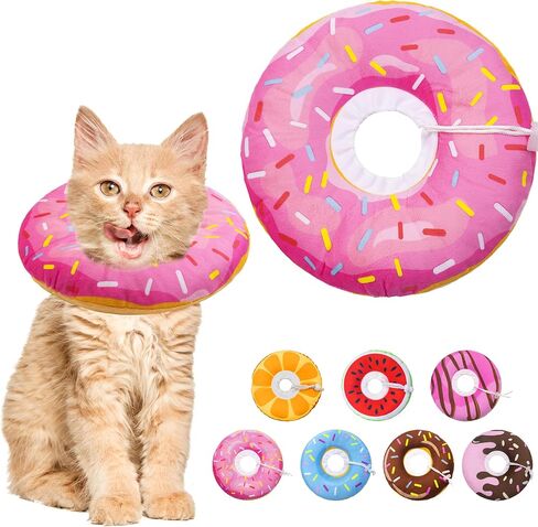 Seyezo Cat Cone Collar Soft, Adjustable Cat Recovery Collars Spay Cones to Stop Licking, Cute Donut E Collar After Surgery, Anti-Lick Recovery Elizabethan Collar for Kittens (Donut Pink, Small) in Saudi Arabia