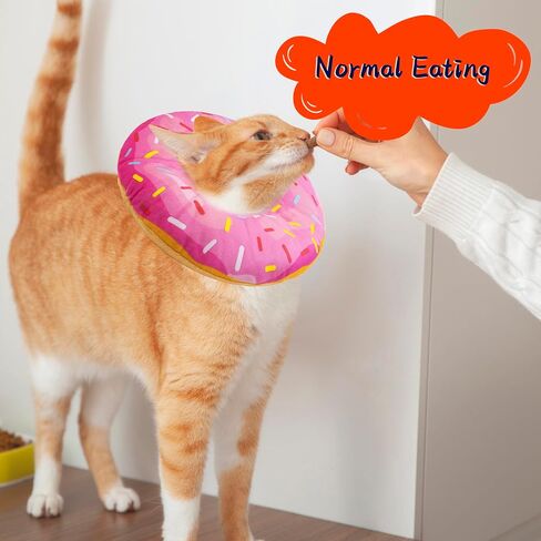 Seyezo Cat Cone Collar Soft, Adjustable Cat Recovery Collars Spay Cones to Stop Licking, Cute Donut E Collar After Surgery, Anti-Lick Recovery Elizabethan Collar for Kittens (Donut Pink, Small) in Saudi Arabia