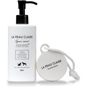 Hypoallergenic Dog Shampoo and Conditioner in 1, Cat Shampoo, Moisturizing, Tear-Free for Sensitive Skin, Puppies, with Pet-Friendly Fragrance, Includes Silicone Bath Brush