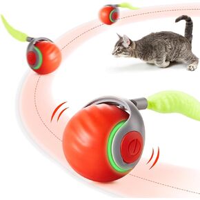 Potaroma Moving Ball Cat Toys with Feather Tail, Rechargeable 2025 New Interactive Ball for Indoor Cats Exercise, Smart Interactive Kitten Rolling Ball, Orange