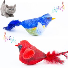 2 pcs chirdper birds toys ، tyricated chirp bird cat toy ، toy bird studed plush toy for cat ، indoor incten cat exer