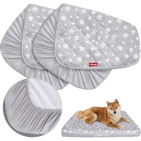 Moonsea Dog Bed Covers Replacement Washable 2 Pack, Waterproof Dog Bed Covers Dog Pillow Cover Quilted, Pet Bed Cover Lovely Grey Star Print, Puppy Bed Cover 27x36 Inches, for Dog/Cat, Cover Only