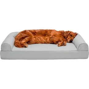 Furhaven Orthopedic Dog Bed for Large Dogs w/ Removable Bolsters & Washable Cover, For Dogs Up to 95 lbs - Quilted Sofa - Silver Gray, Jumbo/XL