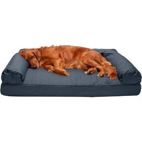 Furhaven Orthopedic Dog Bed for Large Dogs w/ Removable Bolsters & Washable Cover, For Dogs Up to 95 lbs - Quilted Sofa - Iron Gray, Jumbo/XL