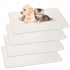 4 Pcs Replacement Liners for Travel Pet Carriers 17 x 11 Inch cat Carrier pad Replacement Pad Absorbent Washable Plush Cashmere Double Sided Dog Bed Mat for Cat Carrier Kennel Crate, Beige