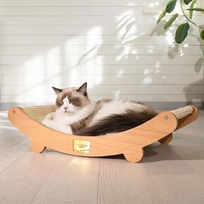 Sisal Cat Scratcher Bed for Indoor Cats Hammock for Scratching Pad Cat Chair Nartural Sisal Cat Scratch Post for Large Cat Scratcher Lounge, Wooden Cat Furniture(Medium)