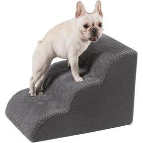 Pet Stairs for High Beds Small & Large Dogs & Cats – High-Density Foam Steps with Removable, Machine-Washable Cover – Lightweight, Portable Dog and Cat Staircase for Beds, Couches, and Sofas, 3 Tier