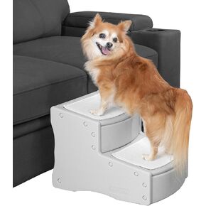 Pet Gear Easy Step II Pet Stairs, 2 Step for Cats/Dogs up to 150 Pounds, Portable, Removable Washable Carpet Tread, No Tools Required,Fog