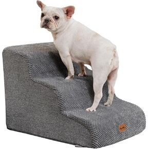 Made4Pets Dog Stairs Ramp for Bed, 4-Step Dog Steps for High Bed Couch Sofa Climbing, 35D Foam Pet Steps for Small Dogs and Cats, Non-Slip Bottom Pet Stairs, Grey