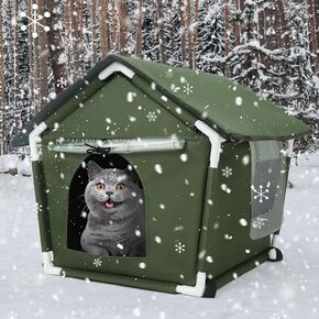 Outdoor Cat House Weatherproof Cat Shelters for Feral Cats Indoor Cat House with Mat and Edging Nails for Outside Provides Cozy Shelter for Stray and Outdoor Cats