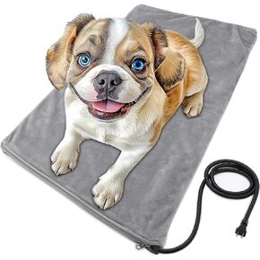 Texsens Pet Heating Pad for Cats and Dogs - Heated Cat Bed with Chew Resistant Cord and Removable Soft Cover - 23.6 x 11.8 Inches - 28 Watts - Fits Outdoor Cat House