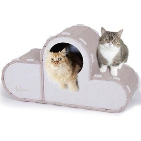Cat House for Indoor Cats,Multi-Compartment Cat Tunnel for Multiple Cats Hide and Seek,Cat Hideway Cave with Cloud Shape for Puppy Up to Sofa and Cat Indoor Use