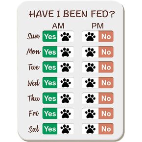 Dog Feeding Reminder, Dog Fed Sign Tracker -Daily Am/Pm Chart Slider Sign for Pet Feeding and Pill Reminder, Easy to Use On Fridge Or Wall with Adhesive and Magnet,Pet Supplies