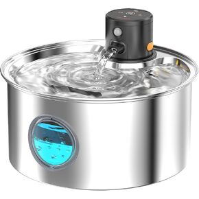 Cat Water Fountain Wireless Cordless: Cat Fountain Battery Operated - Stainless Steel Pet Water Fountain Rechargeable - 108oz/3.2L Automatic Cat Fountains for Drinking with Motion Sensor - Cats & Dogs