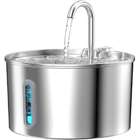 Cat Water Fountain Stainless Steel: Cat Fountain for Drinking - Automatic Pet Water Fountain for Cats Inside - 74oz/2.2L Dog Water Dispenser Cat Drinking Supplies Metal Kitty Spout Animal Waterer Bowl
