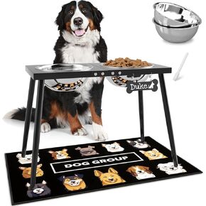ADENGL Metal Raised Dog Bowl Stand for Large and Medium Dogs, Stronger Elevated Dog Bowls with Sprill Proof Mat, Pet Food & Water Bowls 10" Tall Dogs Feeder (58OZ-Stainless Steel Pet Bowl, Mat-16x24) in Saudi Arabia