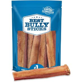 Best Bully Sticks 6 Inch Thick Bully Sticks for Dogs - 5 Count (Pack of 1) - All-Natural, Grass-Fed Beef, Single Ingredient, Grain and Rawhide Free - Large Breeds