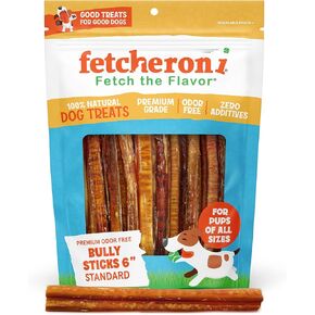Bully Sticks for Poodles - Odor-Free Bully Sticks (6 Inch, 10 Pack), 7 Ounces Bag Fully Digestible 100% Beef Pizzle Chews, Grass-Fed, Non-GMO, Grain-Free.