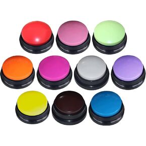 10 Color Voice Recording Button, Dog Buttons for Communication Pet Training Buzzer, 30 Second Record & Playback, Funny Gift for Study Office Home wtih Whire and Coffee