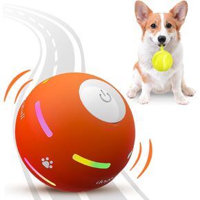 Betdroid Interactive Dog Toys Dog Ball ، [2025 تم ترقيته حديثًا] ألعاب كرة متداولة تلقائية متينة تنشيط الحركة لـ/الكلاب الصغيرة/المتوسطة/الكبيرة ، قابلة لإعادة الشحن (Orange)