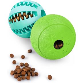 HIPPIH Dog Puzzle Toy 2 Pack, Interactive Dog Toys for Treat Dispensing, Durable Puppy Toys for Teething, Dog Treat Ball for Teeth/Slow Feeder/IQ Training/Playing, Blue-2.75‘’, Green-3.14‘’