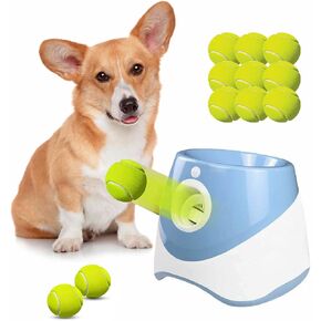 Automatic Dog Toy Ball Launchers for Dog, Dog Tennis Ball Thrower 10-30 Ft Adjustable Distance Outdoor Indoor Use, Interactive Tennis Ball Launcher Toy with 12 Balls for Small and Medium Dogs