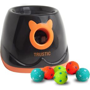 Automatic Ball Launcher for Dog, Indoor or Outdoor Thrower Fetch Toy, Adjustable Range (Black)