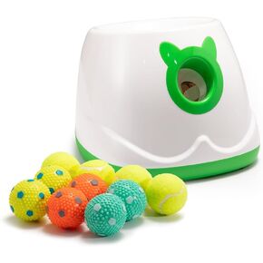 Automatic Ball Launcher for Dogs, Dog Fetch Ball Thrower Launcher, Dog Toys Launcher Ball Thrower with 10 Balls for Small Dogs and Puppies, Interactive Dog Self Playing