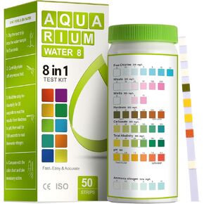 AAwipes 8-in-1 Aquarium Test Kit for Fish Tanks - Quick & Accurate Water Testing Strips for Aquariums & Ponds. Tests pH, Ammonia, Alkalinity, Hardness, Chlorine, etc. (K02-50)