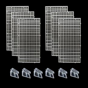 6 PCS Aquarium Fish Tox Top Cover Cover Dipider Plastic Plastic Grid Crate Crate Bottion Bottom Tarning Hoods Hoods with Acrylic Clear Clips حامل