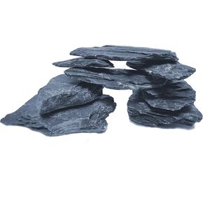 Natural Slate Stone 5 to 7 Inches - USA Sourced and Packaged for Aquascaping Aquariums, Terrariums, Paludariums, Reptile Enclosures, and Gardens (5lbs)