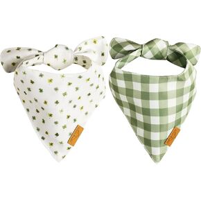 Remy+Roo Extra Large Dog Bandanas - 2 Pack Lucky Set | Premium Durable Adjustable Polyester Fabric | Patented Shape Boy & Girl Dog Bandanas | Pack of Bandanas for Dogs