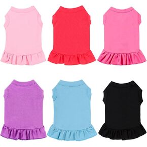 6 Pieces Dog Dresses Dog Shirt Skirt Dog Sleeveless Dress Breathable Pet Shirts with Ruffles Dog Sundress Dog Outfits for Dogs and Cats (Cute Style, M Size)